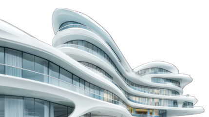Futuristic building isolated on white created with Generative AI