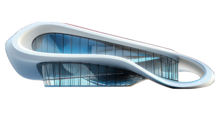 Futuristic building isolated on white created with Generative AI