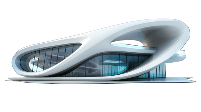 Futuristic building isolated on white created with Generative AI