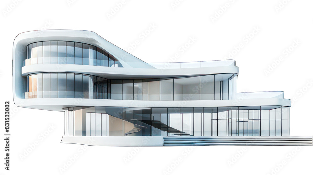 Poster futuristic building isolated on white created with generative ai