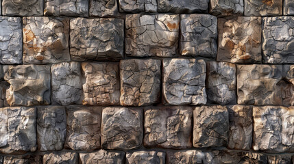 a seamless texture of an old stone wall with big square rocks, full frame