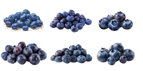 A collection of fresh blueberries lined up next to each other.