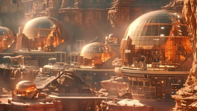 This Advanced space station hovers over a distant planet, showcasing futuristic sci-fi technology and exploration.