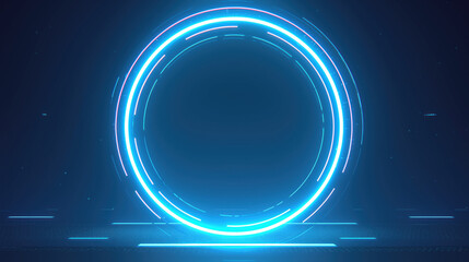 Minimalistic neon circle with a luminous halo effect