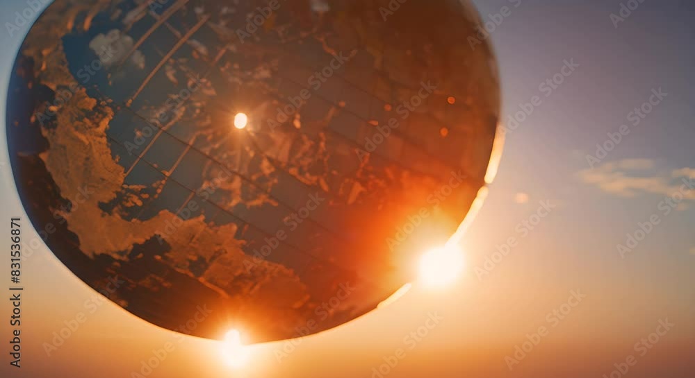 Aufkleber an image of a globe with the sun setting behind it