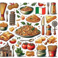 Vibrant Italian Pasta Illustration