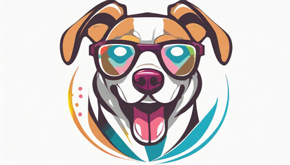 眼鏡をかけた笑顔の犬のイラスト