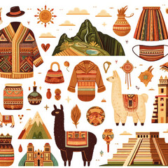 Vibrant Montage of Peruvian Traditional Items and Scenery