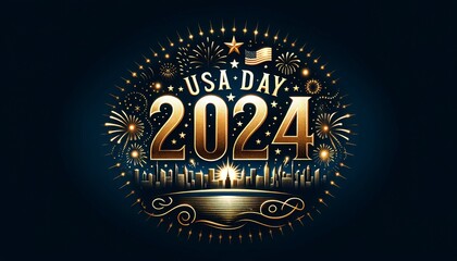 Fototapeta premium USA Day 2024 Fireworks Display flag, vector