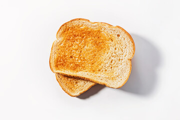 Two slices of toasted bread, top view