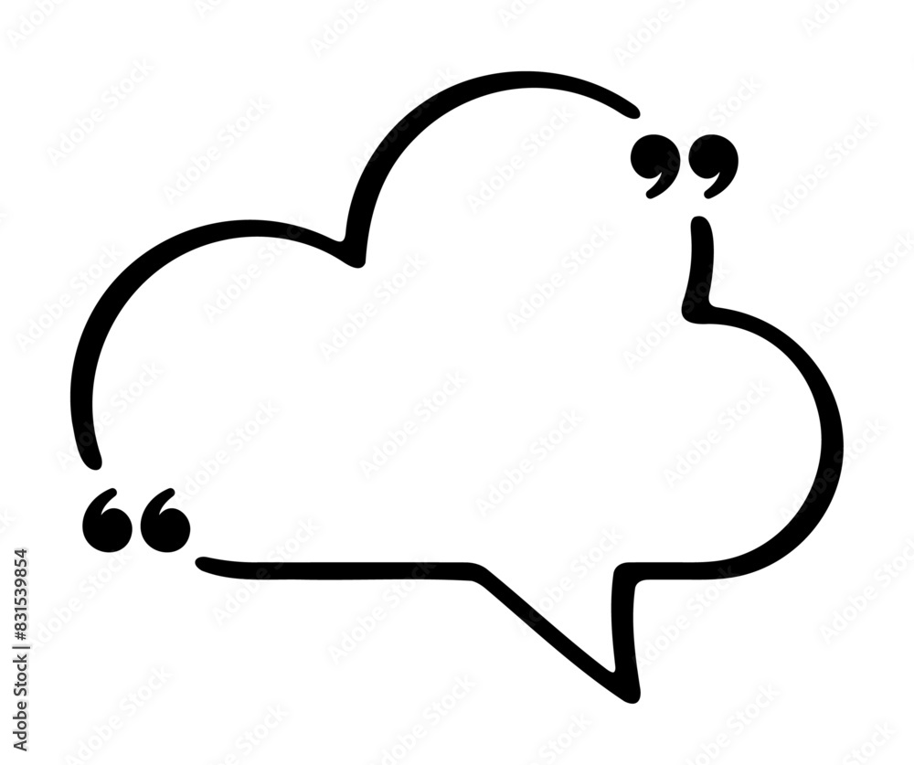 Poster cloud shaped speech bubble with quotation marks
