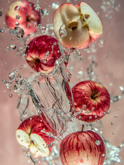 red apple and splash