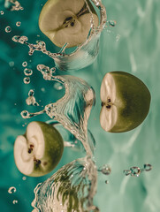 green apple with drops