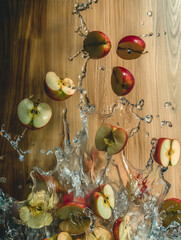 apples in water splash