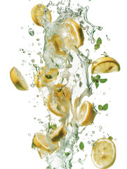 lemon splashing into water