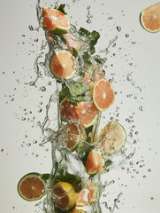 fresh fruit in water splash