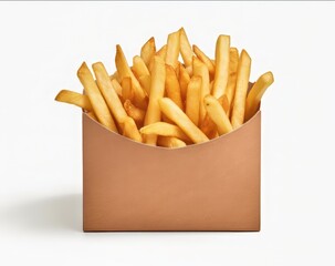 french fries in a white box mockup  on isolated background