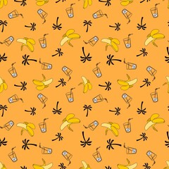 Abstract cartoon summer fruit seamless banana pattern for wrapping paper