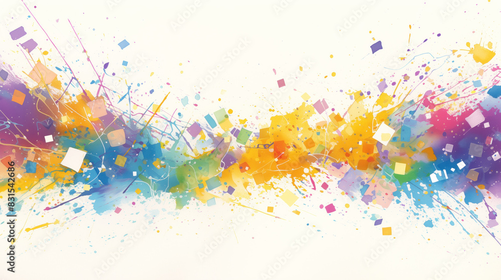 Poster abstract lines and splashes in bright colors. splashes of color with geometric elements