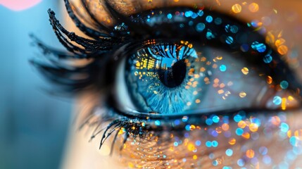 Modern surveillance camera with futuristic digital interface for enhanced security