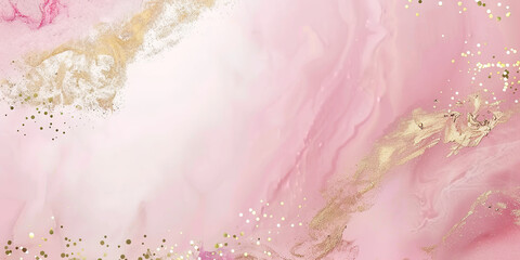 Abstract pink marble background with gold decoration