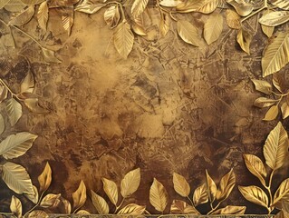 Gold geometric leaf border, very minimalist and elegant, varying shades of brown background