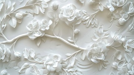 White floral textured wallpaper