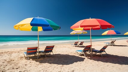 beach chairs and umbrella on the beach