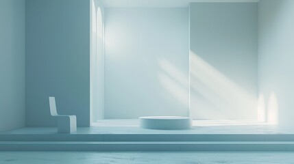Minimalist White Space with Natural Light and Shadow Play