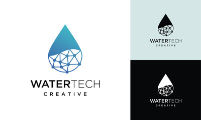 Water technology logo design template. Digital technology water logo design inspiration