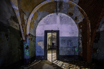 Old dark creepy abandoned prison castle