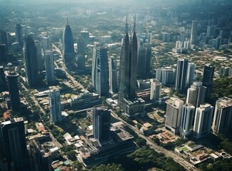 Futuristic city with a blue sky and clouds
