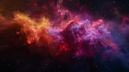 Fototapeta premium 3d rendering of colorful nebula in deep space with stars background, colorful smoke cloud abstract wallpaper