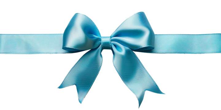 Blue bow, for a gift. Transparent background PNG format