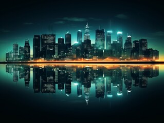 Obraz premium Futuristic city with a blue sky and clouds