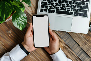 Person holding mobile phone and tablet computer, businessman with tablet, technology in hand