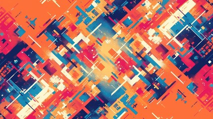 A vibrant and abstract geometric pattern that bursts with color perfect for backgrounds This ornate design can be utilized as wallpaper pattern fills web page backdrops or surface textures