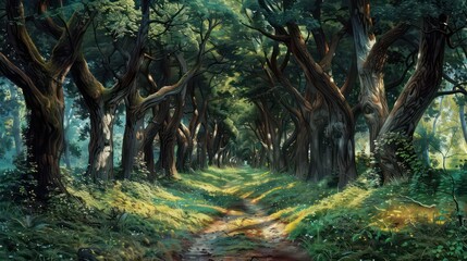 mural design tree wallpaper forest