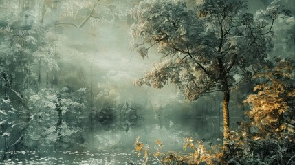 mural design tree wallpaper forest