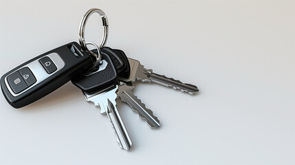 Set of keys with a modern car key fob