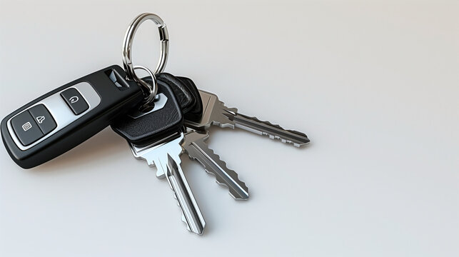 Set of keys with a modern car key fob