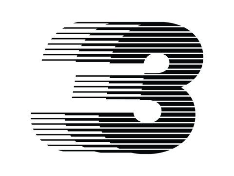 Number 3 logo with abstract geometric speed motion lines