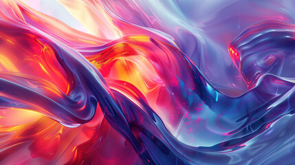 Fototapeta premium Colorful wave-like patterns in digital art. Abstract composition of colored waves flowing into each other.
