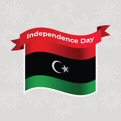 Libya Wavy Flag Independence Day Banner Background