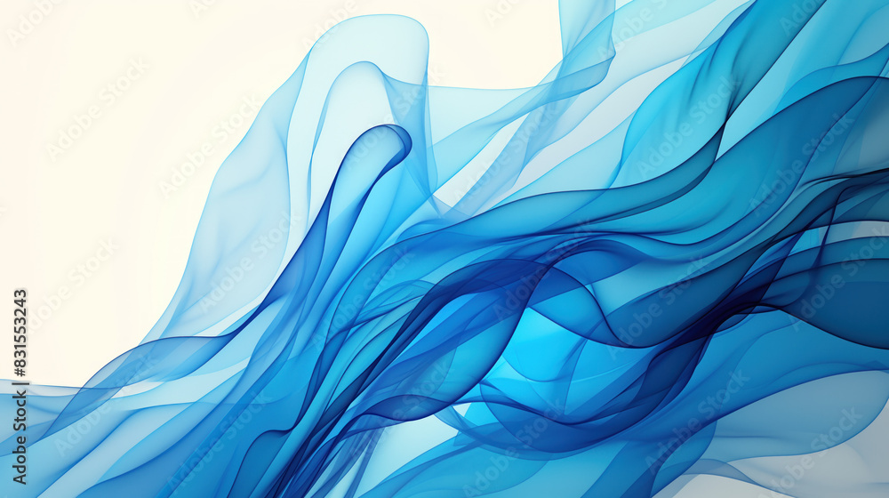 Poster light and smooth blue waves create a feeling of transparency and light in the background.