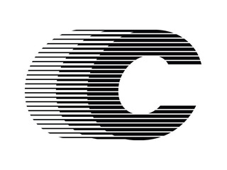Letter C Logo with Abstract Line Pattern Isolated On White Background