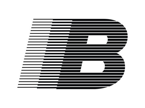Letter B logo with abstract geometric speed motion lines