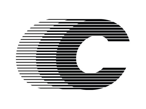 Letter C logo with abstract geometric speed motion lines