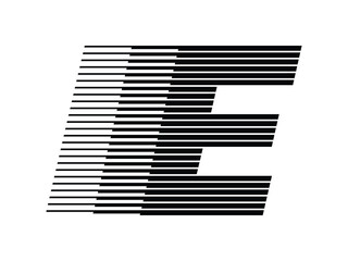 Letter E Logo with Abstract Line Pattern Isolated On White Background