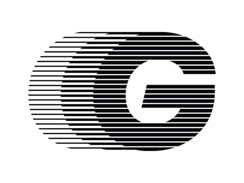 Letter G Logo with Abstract Line Pattern Isolated On White Background
